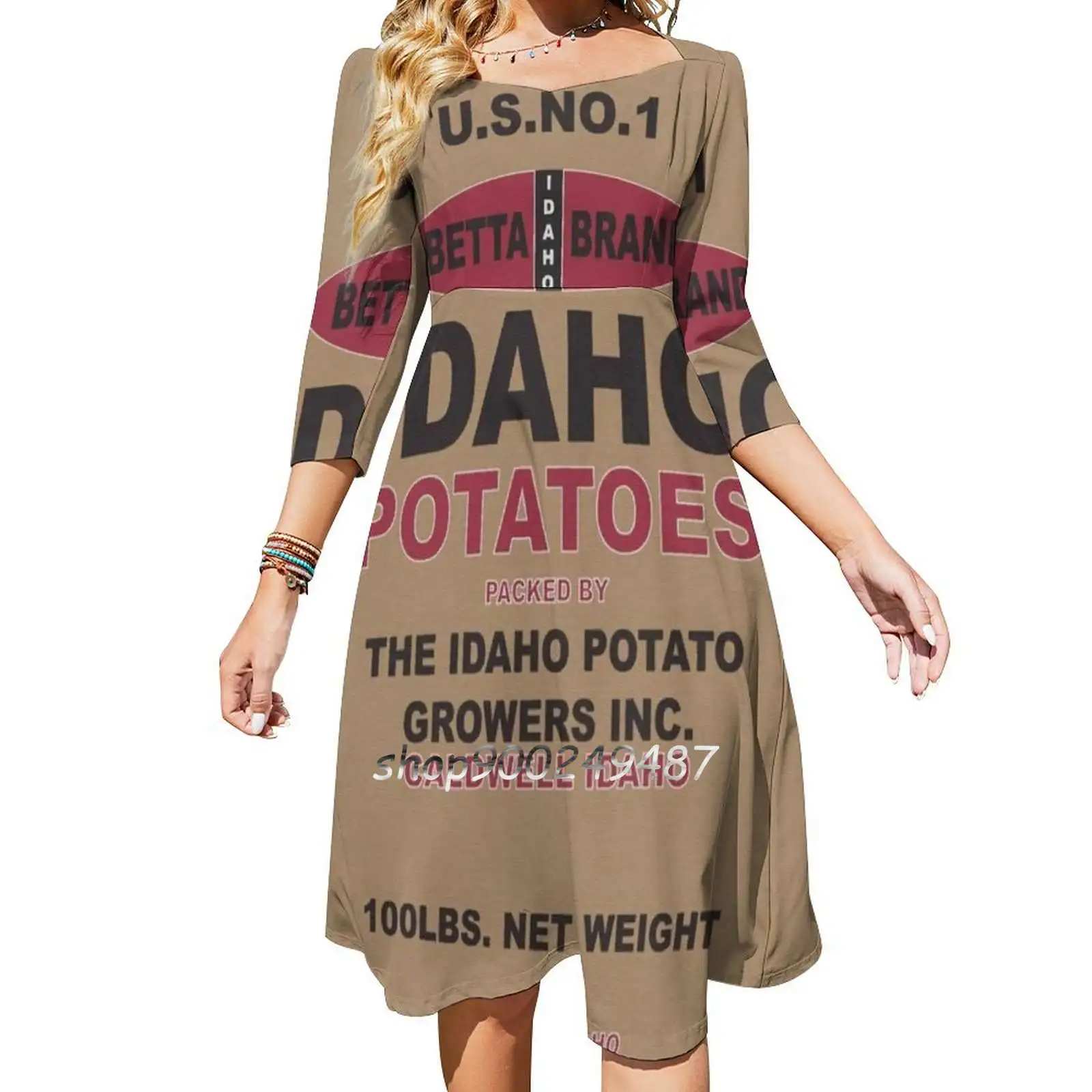 Look Good In A Potato Sack ? Flare Dress Short and Long Sleeve Dresses Fashion Printed Dress Potato Sack Marilyn Monroe