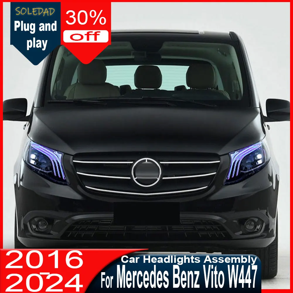 HeadLamp for Benz Vito w447 2016-2024 V-Class V250 LED Projector Lens Car Headlights  DRL Assembly Upgrade Auto Accessories
