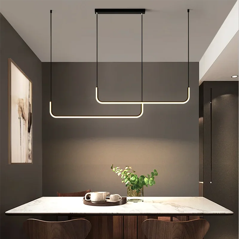 LED Ceiling Chandelier 90/120/150 Table Dining Room Kitchen Minimalist Pendant Home Decor Lighting Lustre Linear Lamp Suspension