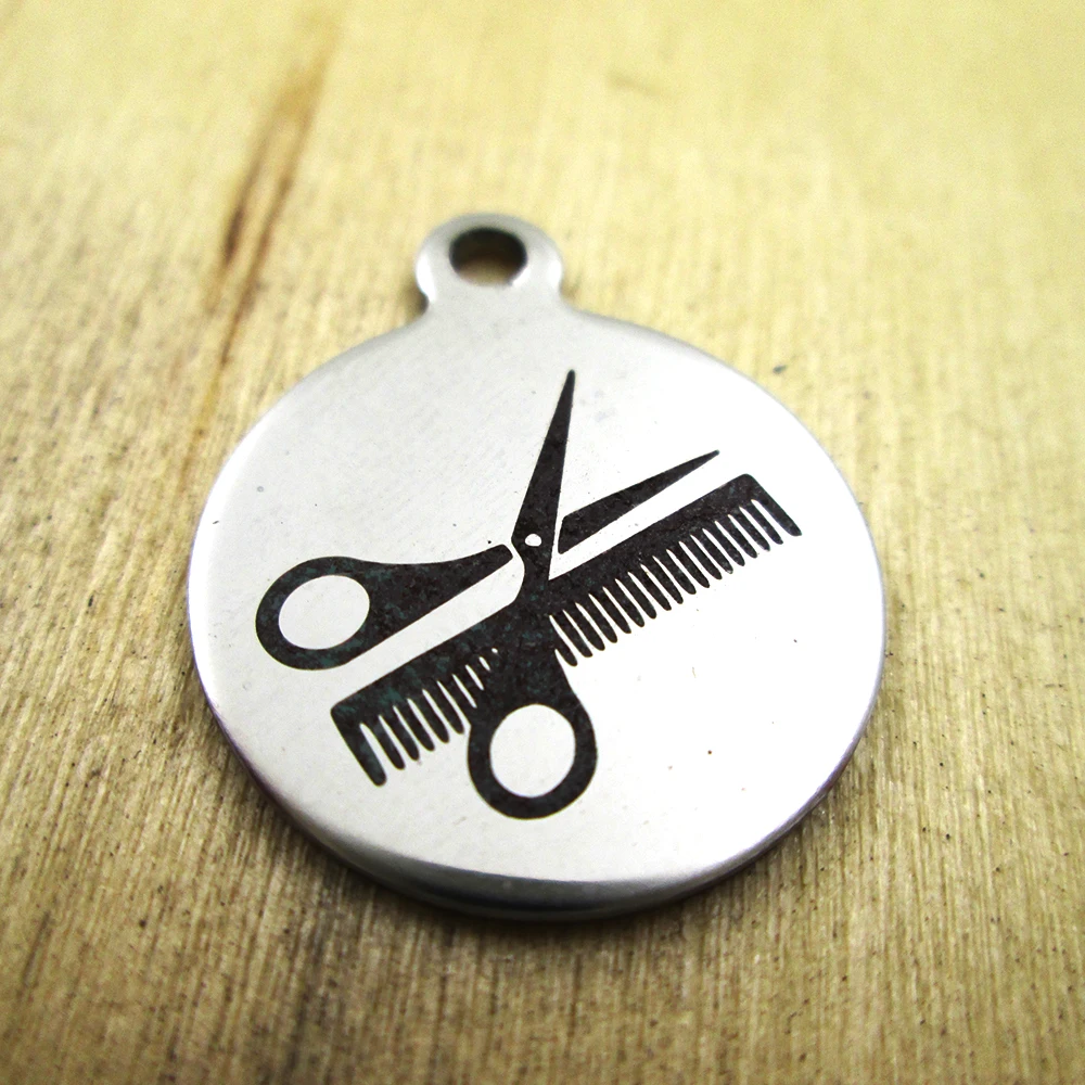 20pcs-Hairdressing scissors stainless steel charms - Laser Engraved - Customized - DIY Charms Pendants