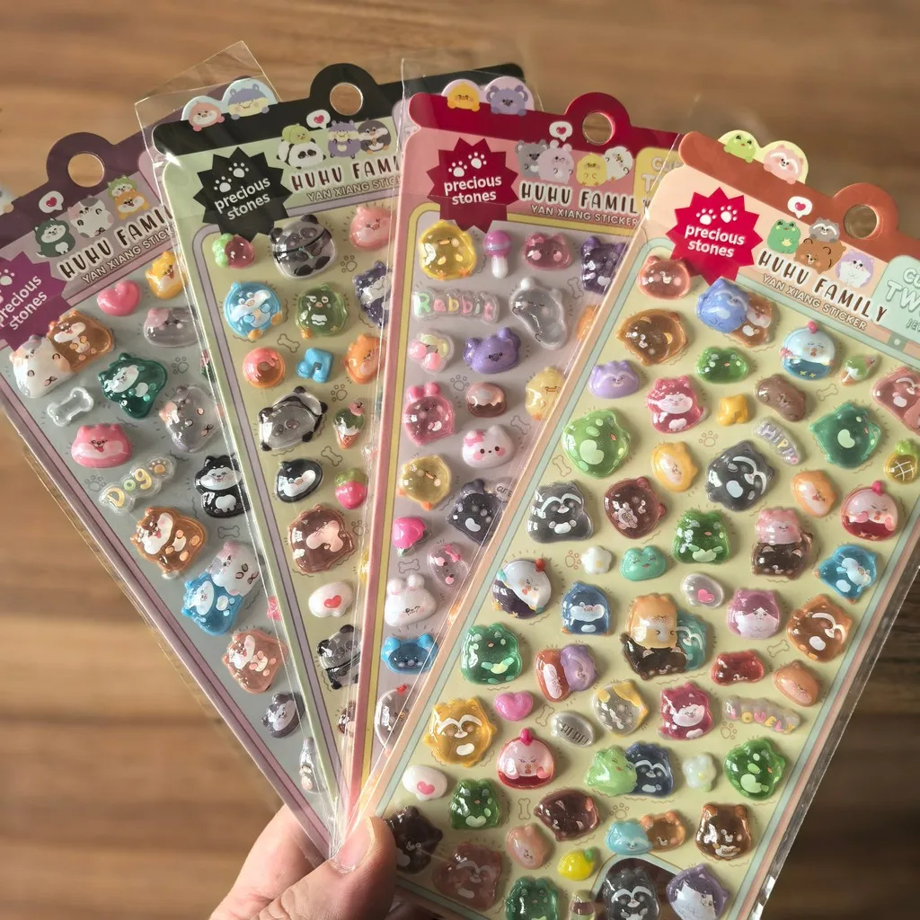 

4 шт. милые 3D-наклейки с объемным рисунком животных для детей, для украшения телефонов, планшетов, пеналов, магазин BulingBulingStickers