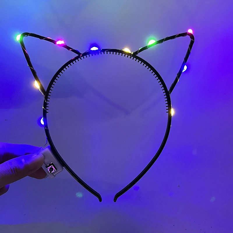 Lovely Colorful Luminous Glowing Hair Band For Girl LED Light Cat Ear Headband Birthday Party Supplies Neon Headwear Bar Props