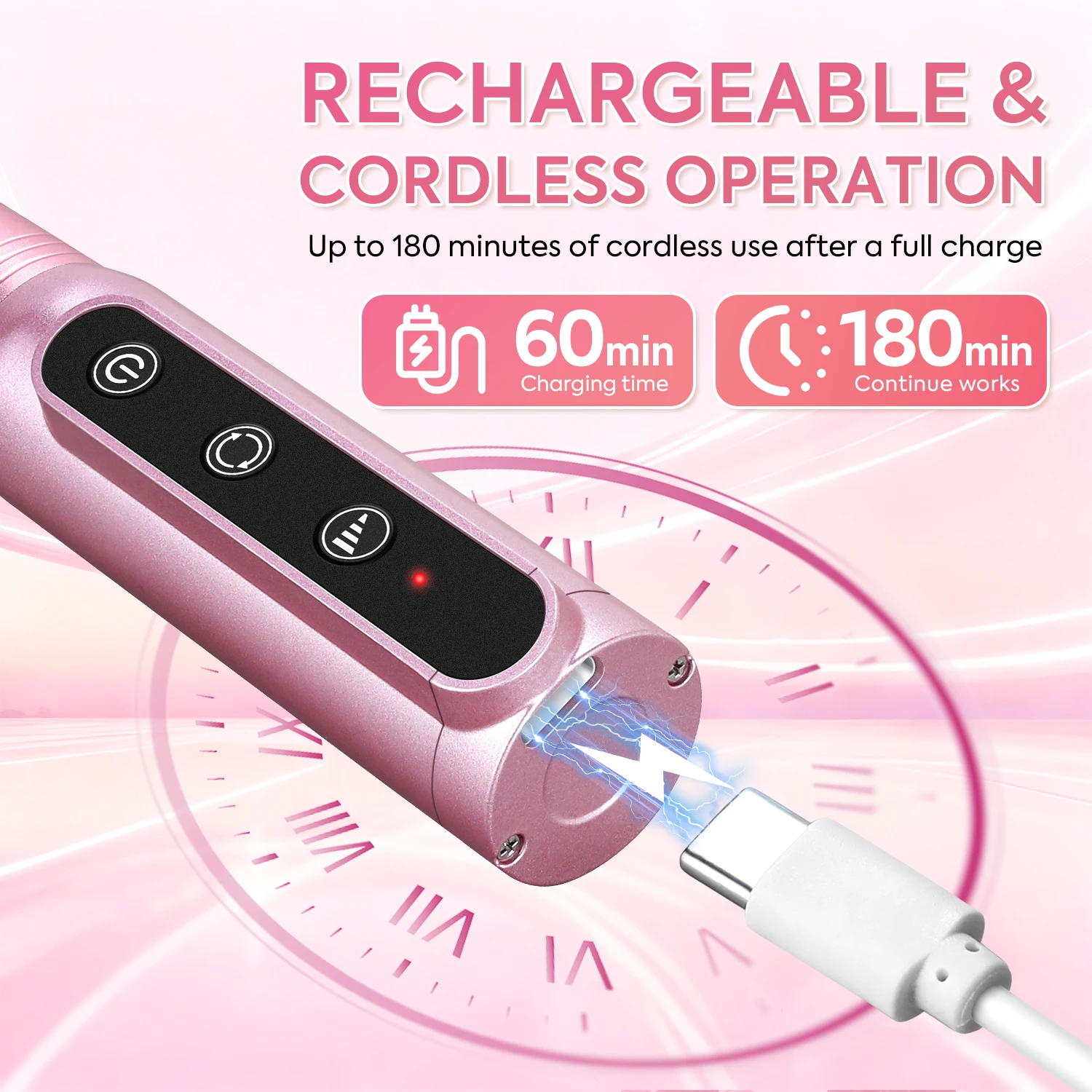 DianaBeauty 12000 giri/min penna per trapano per unghie senza fili USB lima per unghie penna per lucidatura ricaricabile trapano per unghie trapano per manicure portatile