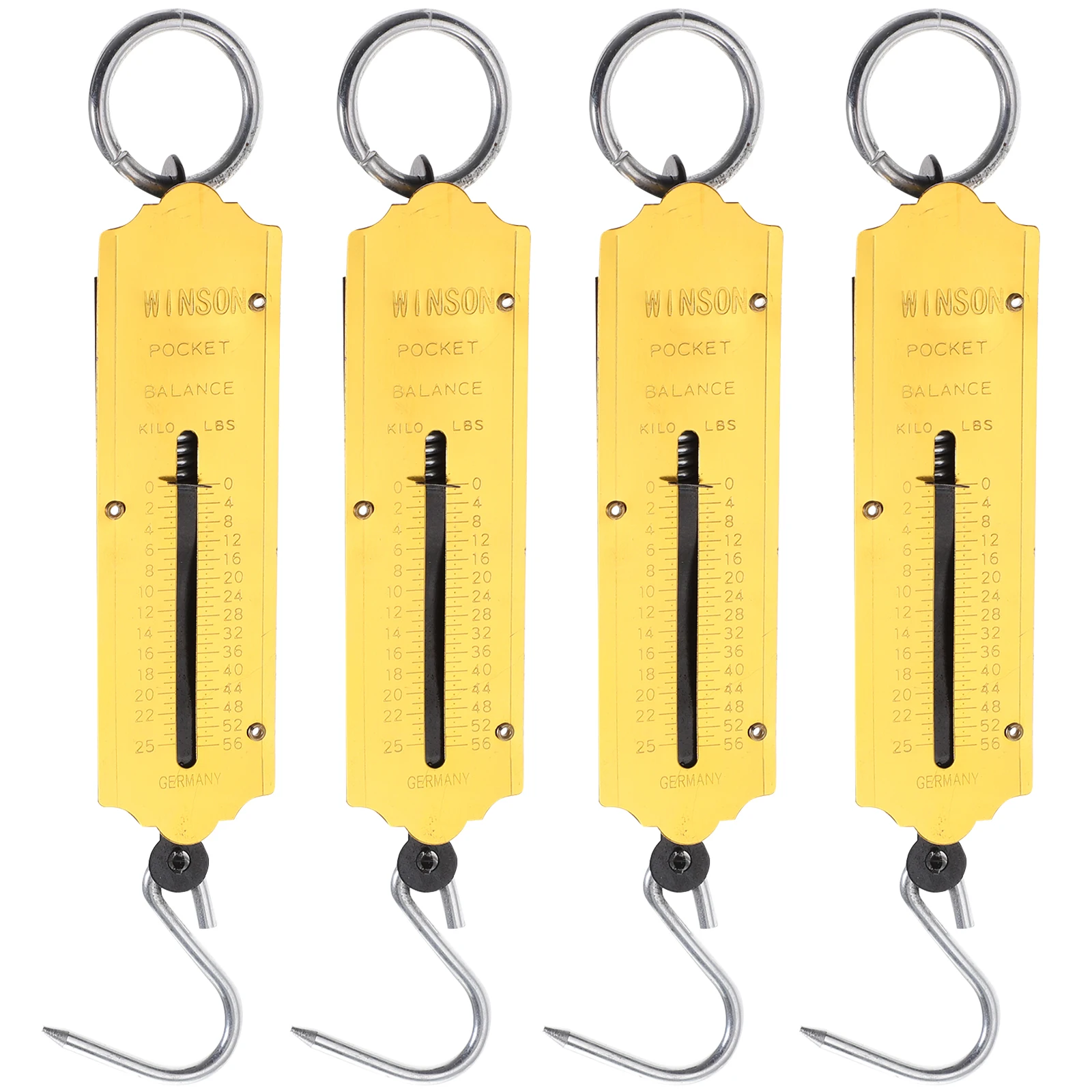 

4Pcs Portable Mechanical Scale Iron Double Sided Display Hanging Spring Fishing Kitchen Fruit Vegetable Weighing Travel Luggage