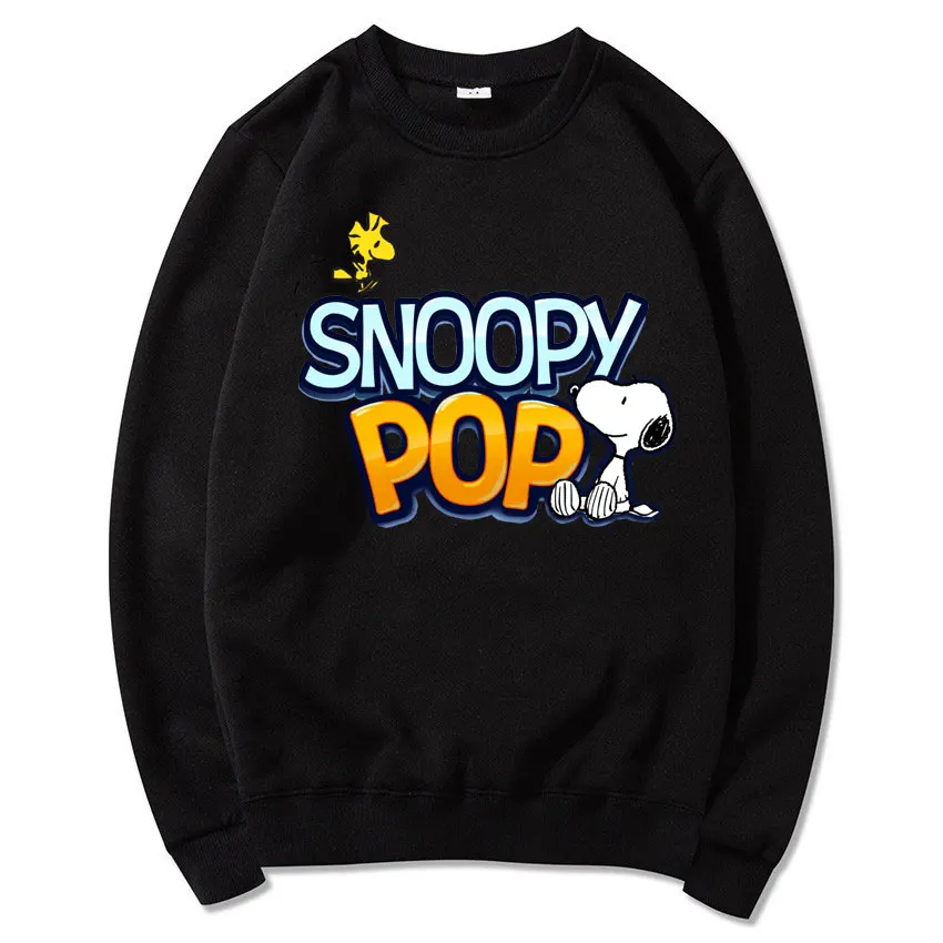 Yellow Snoopy Cartoon Anime Women Pullover Spring Autumn Men O-neck Hoodie 2024 New Fashion Oversized Couple Sweatshirt Tops