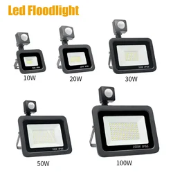 Focus-LED Spotlight com sensor de movimento, exterior, jardim, rua, lâmpada de parede, impermeável, IP65, 10W, 20W, 30W, 50W, 100W, 220V