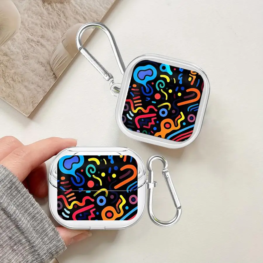 Case For Samsung Galaxy Buds 3Pro 2 4Pro Live 4 Pro 3 FE Clear Earphone Cases Cover Colorful Pattern