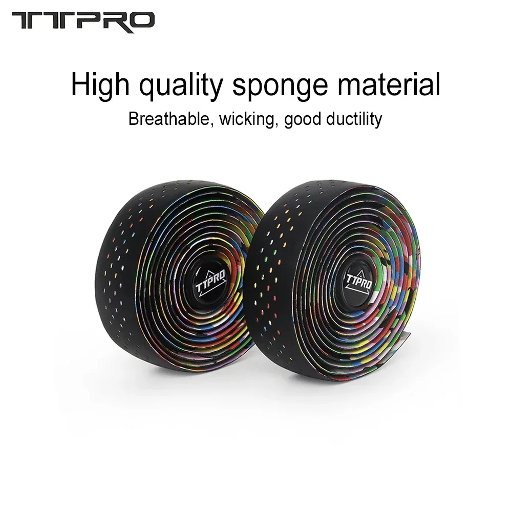 TTPRO Road Bike Punch Handlebar Tape Wrap Shockproof Anti-slip With Adhesive Back With Bar Plugs Bicycle Cycling Accessories