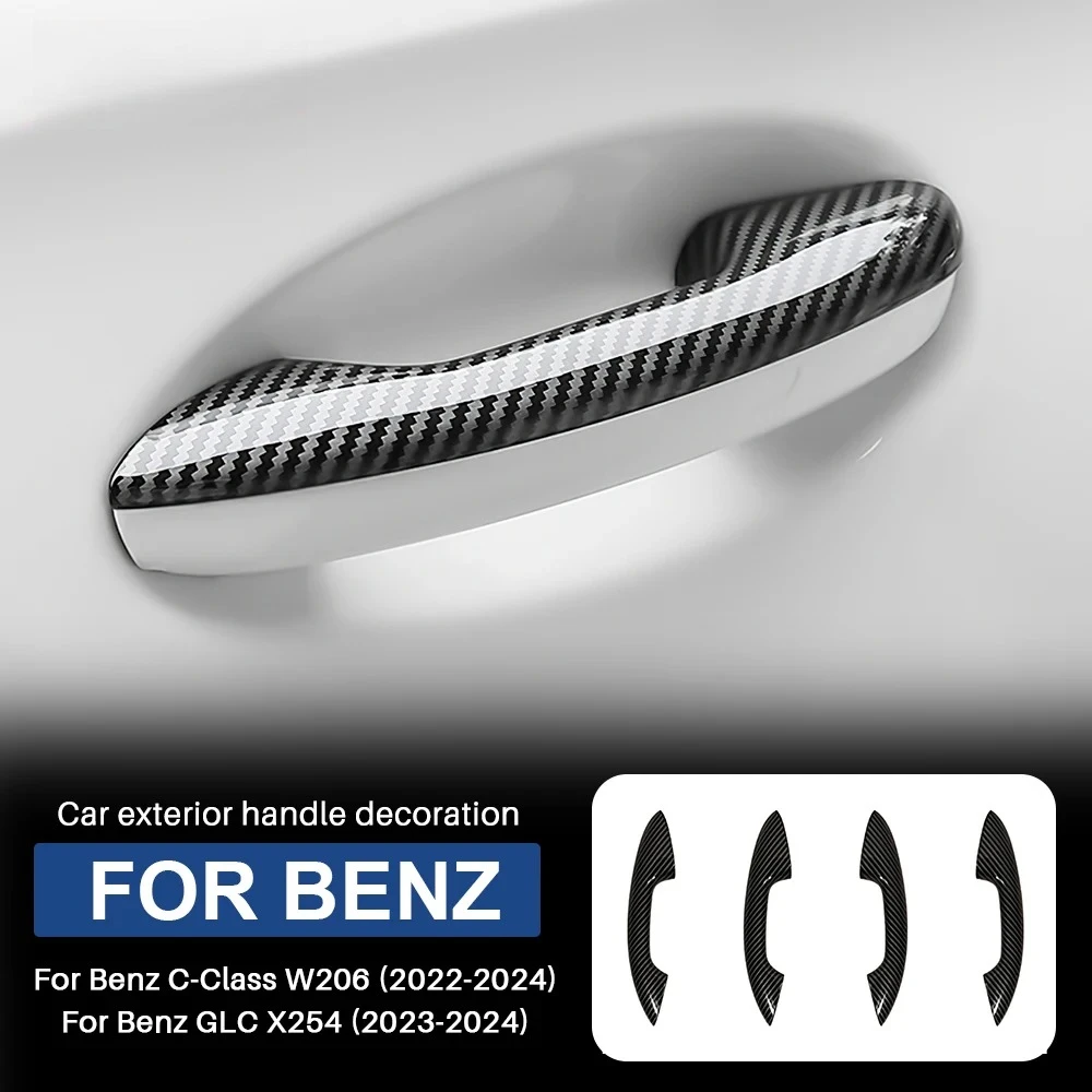 ABS Carbon Fiber Door Handle Trim Cover - Premium Durable for Mercedes Benz GLC X254/C Class W206/S206 (2022-2024)