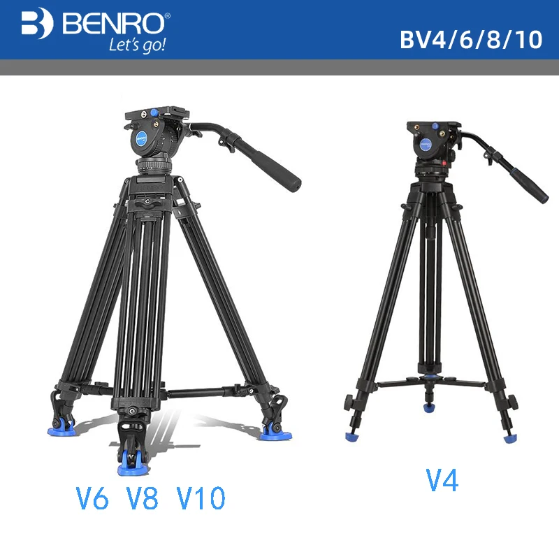 

BENRO BV6 BV4 BV8 BV10 Series Camera Tripod Adjustable Damping Hydraulic PTZ Photography Professional Tripod