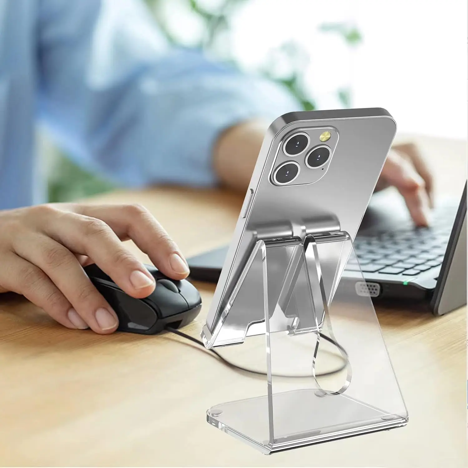 Acrylic Cell Phone Holder/Stand, Clear Compatible with 4-10'' iPhone series , Android Smartphone, Office Supplies/