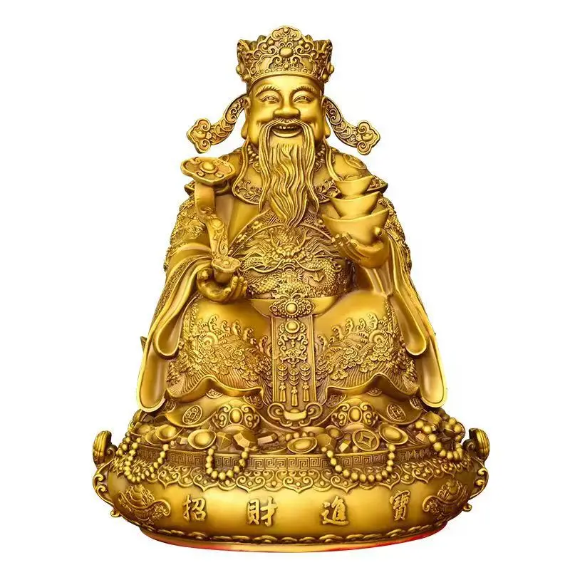 PYH pure copper God of Wealth ornament Wen God of Wealth Bigan Fan Li statue ingot cornucopia home opening