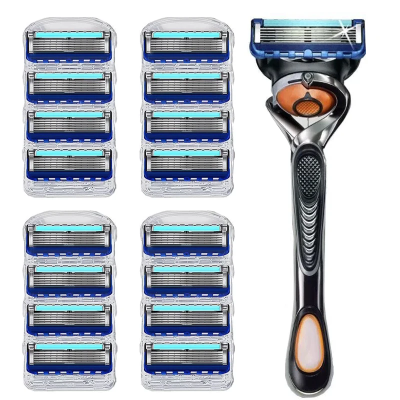 Lâminas de barbear reutilizáveis para substituição masculina, barbeadores de 5 camadas, lâmina de