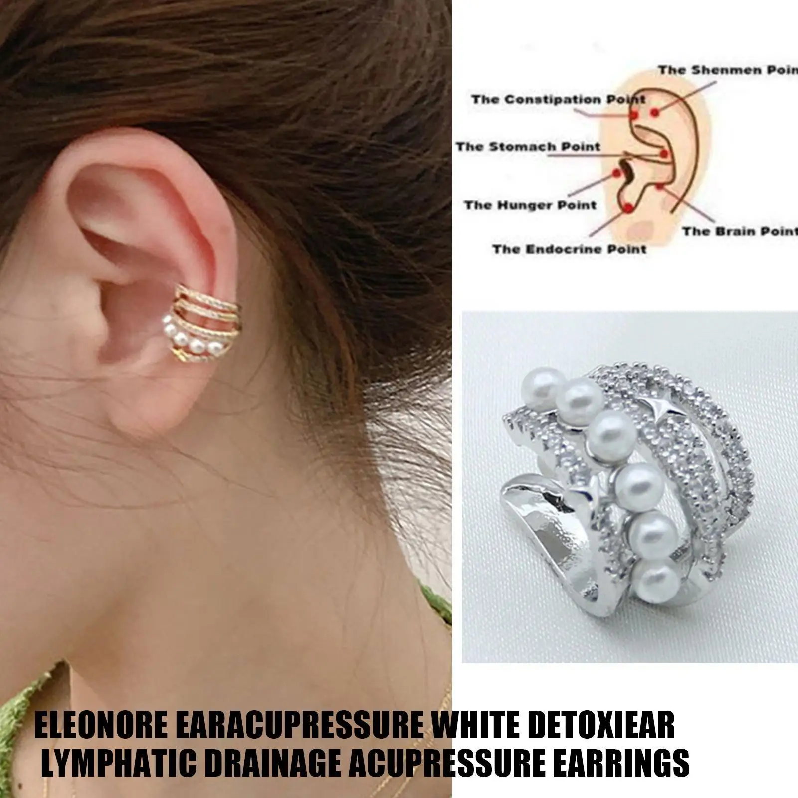 Eleonore Earacupressure Branco Detoxiear Drenagem Linfática Brincos Acupressure Presente Saúde Melhores Mulheres Studs Jóias Meninas T5I5