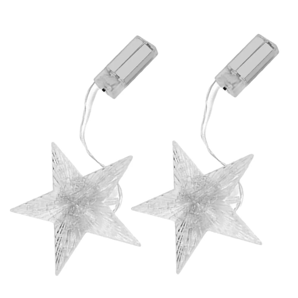 2 Pcs Christmas Tree Light Plastic Crystal Star 10 LEDs Light Treetop Party Decoration - No /Size S (Colorful/Warm White)