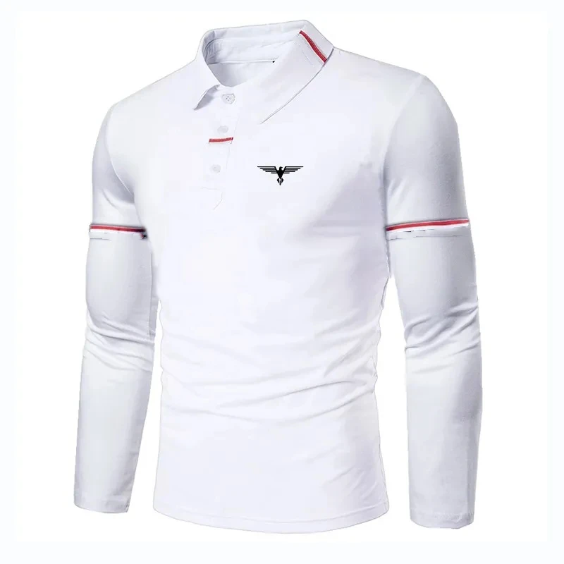 

Fashion Men's Lapel Long Sleeve Polo Shirt Business Casual Solid Color Men Breathable Top