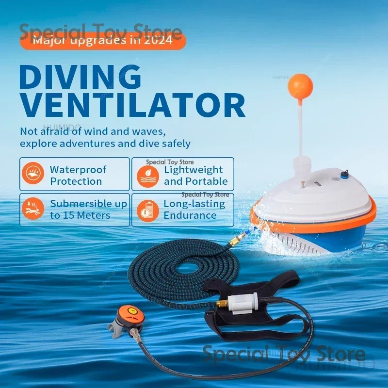 2024 New Diving Ventilator Portable for Dual Users Underwater Scuba 7-10hours Deep 15 Meters Float Diving Device Rescue Fishing