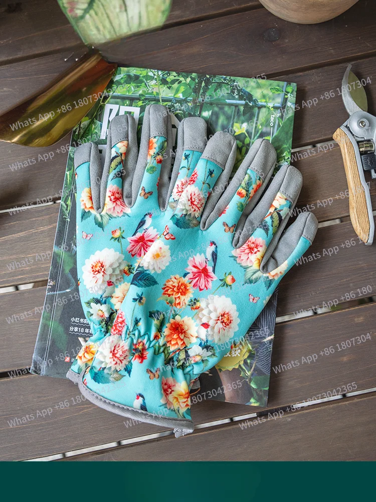 

Утолщенные противоскользящие дышащие женские перчатки с цветочным принтом для сада и леса