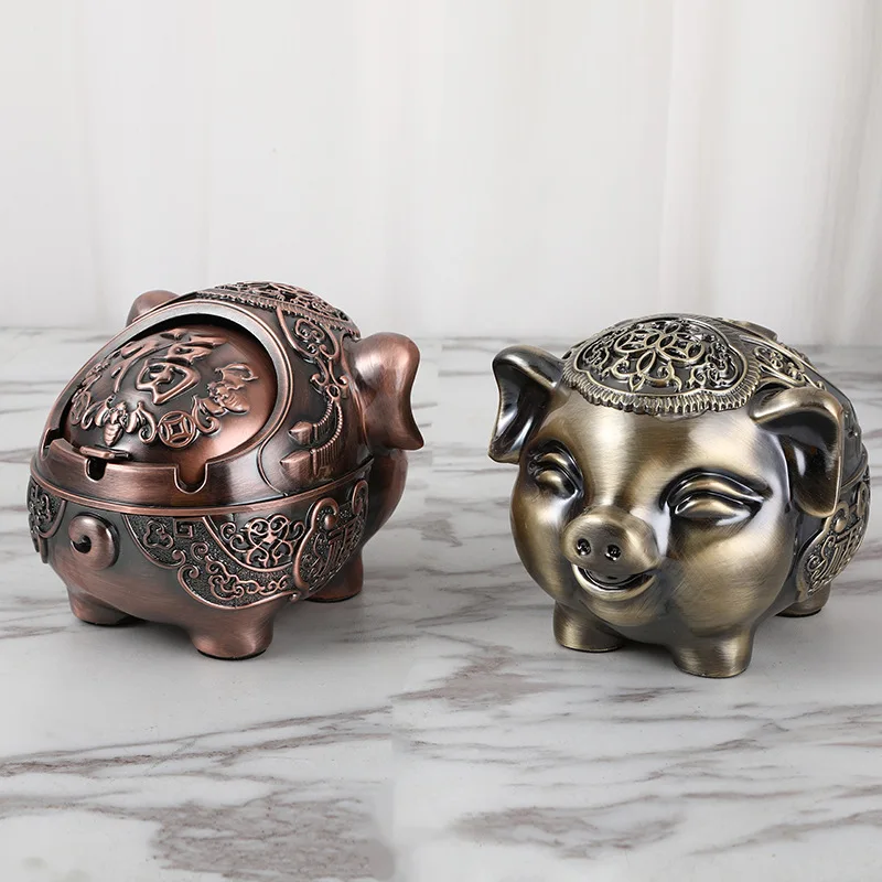 

Fashionable Bronze Bull Pattern Ashtray Durable Practical Home Decor Smoke Tray Creative Modern Interior Design