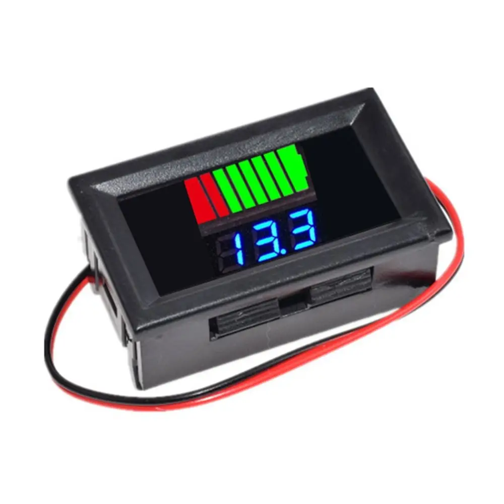 LED Voltmeter Tester Battery Tester Car Battery Charge Level Indicator 12V 24V 36V 48V 60V 72V Lithium Battery Capacity Meter