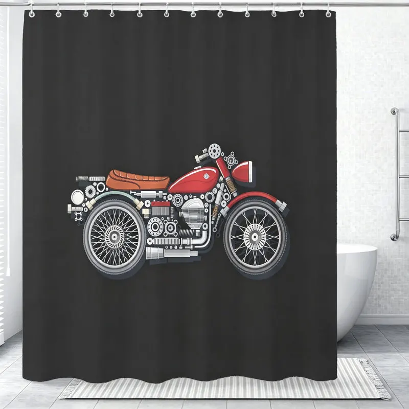 180x180cm Polyester Shower Curtain,Easy Hanging,Easy to Install,Durable,80S Retro Icons Skateboard Print,Bathroom Decor