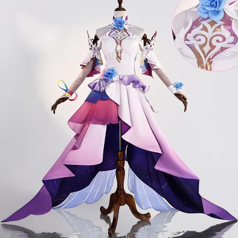 Cyrene kostuumspel Honkai Star Rail cosplay paarse lange jurk roze pruik rollenspel outfit volledige set voor vrouwen themafeest