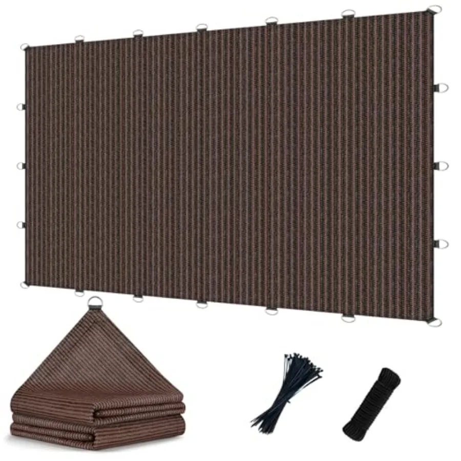 

POYEE 90% Sun Shade Cloth with Reinforced Corner Webbing and D-Rings, Pergola Shade Cover Breathable 200GSM HDPE Fabric for Pat