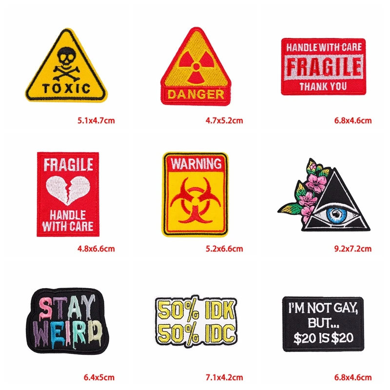 5PCS/lots Don't Touch Me Embroidery Patch On Clothes DIY Colorful Signage Iron On Patches For Clothing Sewing Stickers Badge