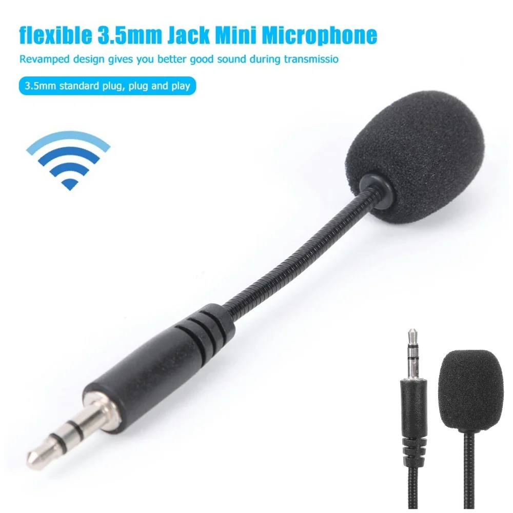 Mini 3.5mm Jack Flexible Capacitance Microphone Mic for Mobile Phone PC Laptop