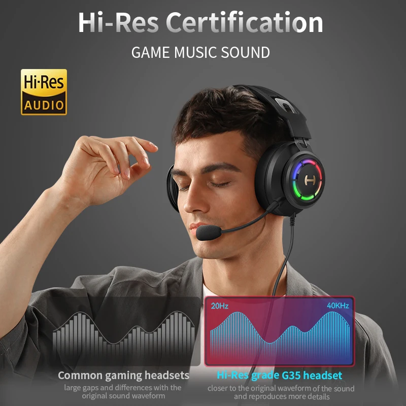 Edifier-auriculares USB para Gaming HECATE G35, cascos con sonido envolvente 7,1, controlador de 50mm, micrófono desmontable, Control en línea, Audio de alta resolución
