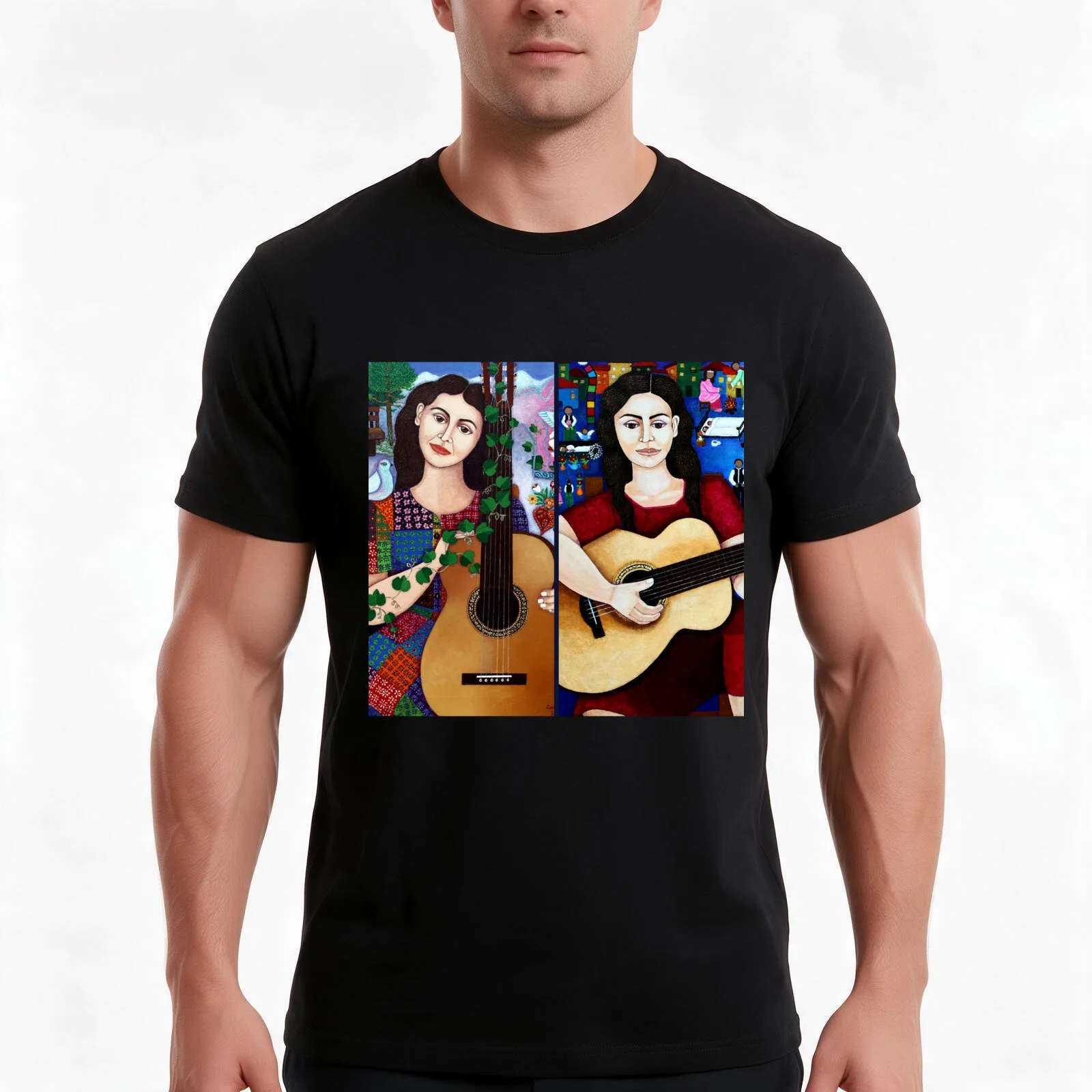 Violeta Parra collage T-Shirt, Summer Casual Cotton Tee, Oversized Streetwear Tops, Vintage Graphic Print, Unisex Men Women