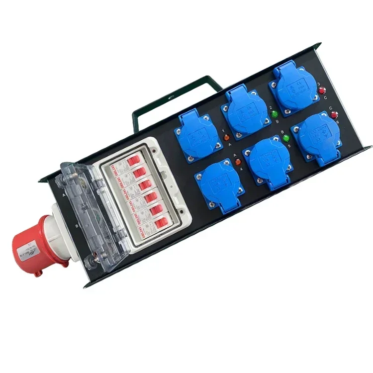 2026/J&H JHDB3-3206C 32A input stage power distro box with 6pcs 16A schuko socket output
