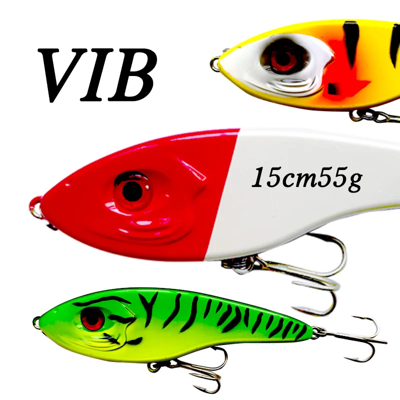 1 PCS Big VIB Fishing Lure Hard 145mm  55g 10 Colors  Slow Sinking VIB Fishing lures Pike Muskies Wobblers For Topmouth Culter