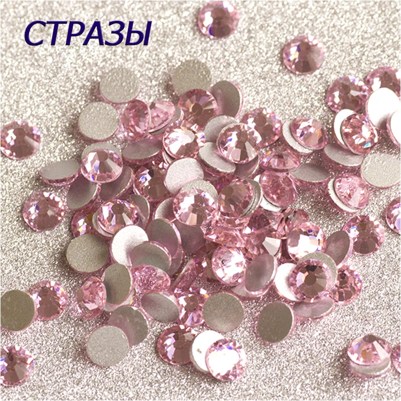 YanRuo Light Rose Color Strass All Size Non Hotfix Crystal Rhinestones Flatback nail Art Crystal Rhinestone