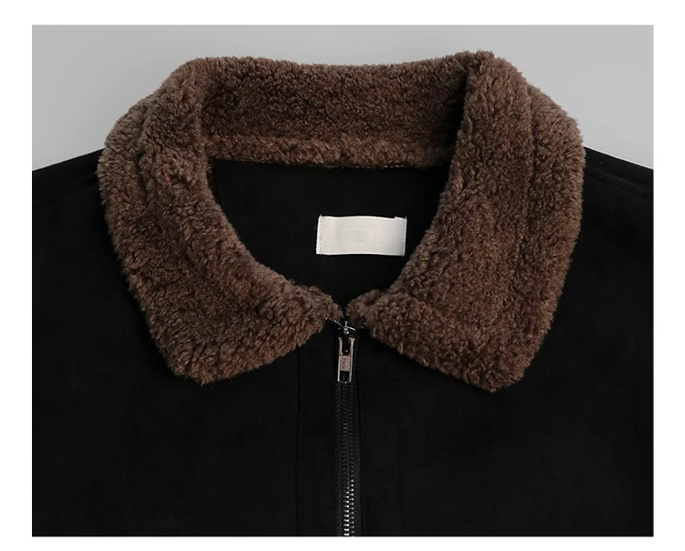 เสื้อพาร์กาผู้ชายแฟชั่นหนา รุ่นใหม่ ฤดูหนาว 2025 กระเป๋าใหญ่ บุขนแกะ กันลม อุ่น แขนยาว ทรงหลวม สไตล์เท่