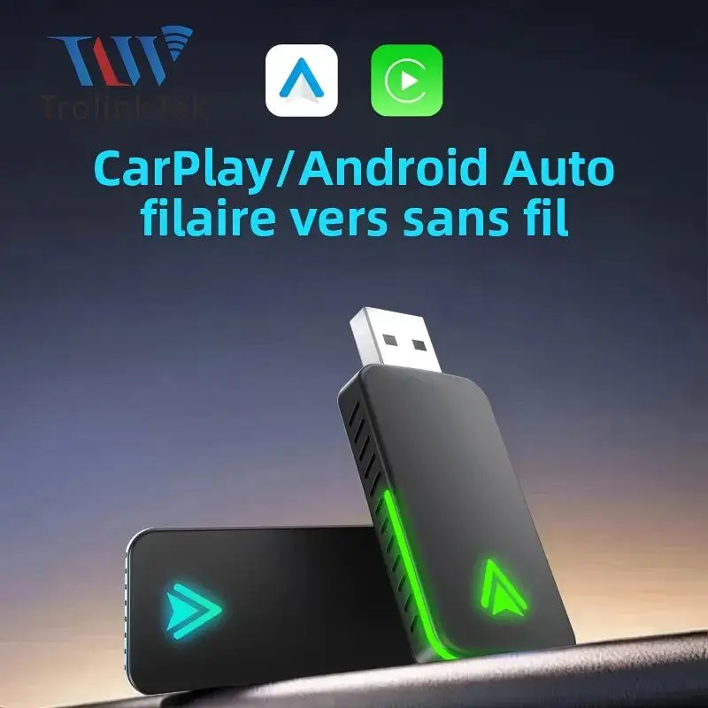 

TrolinkTek NEW Wireless CarPlay Android Auto Wireless Adapter Smart Mini Box Plug And Play WiFi Fast Connect Universal no lag BT