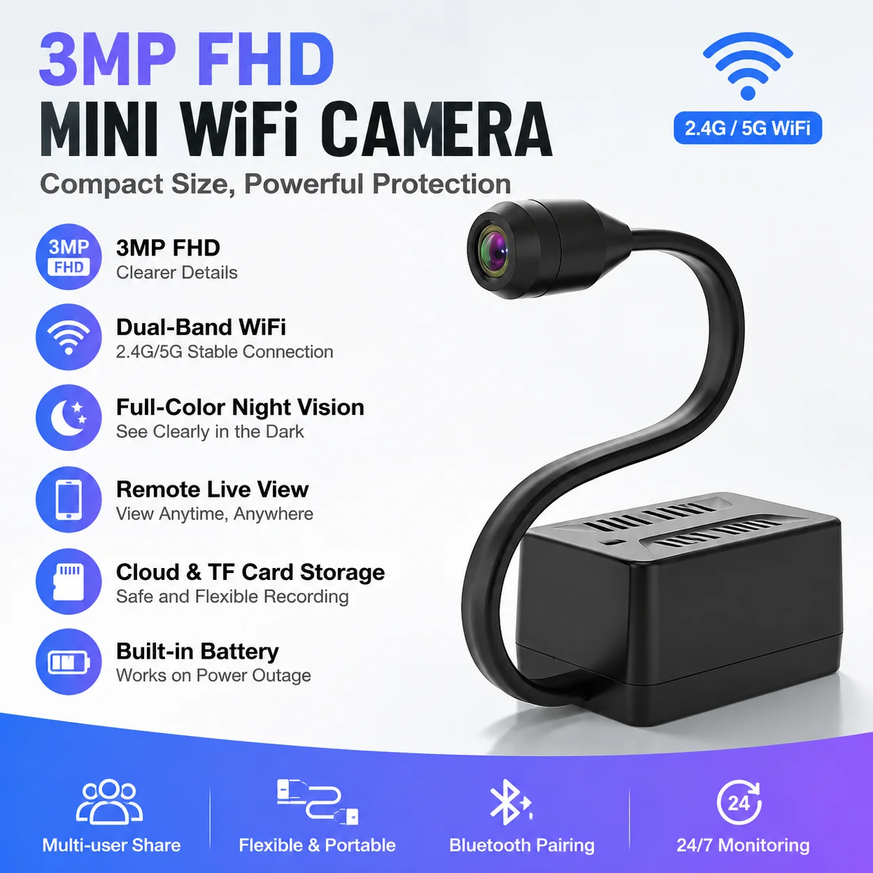 Home Security Product - Kamera Keamanan Mini 2K 4MP Nirkabel
