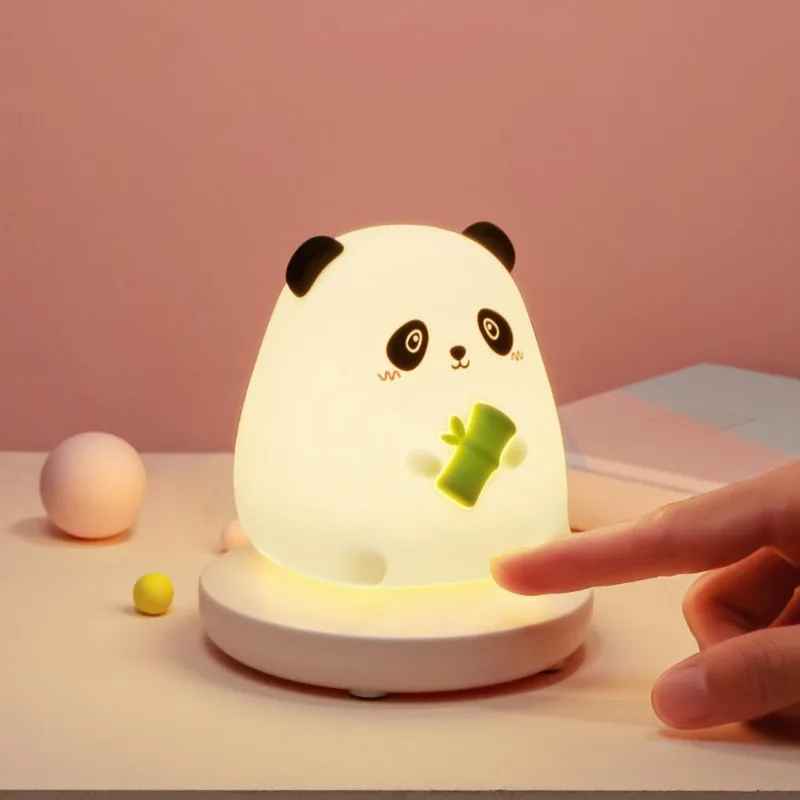 

Rabbit Panda LED Night Light Silicone Touch Sensor Night Table Lamp Dimmable Rechargeable Cartoon Desk Lamp for Kids