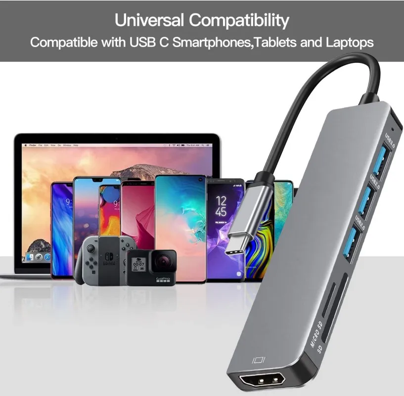 USB C Hub إلى 4K HDMI-متوافق مع SD TF قارئ بطاقات USB 3.0 2.0 HUB Type C شحن لرسو السفن لماك بوك آي باد سامسونج