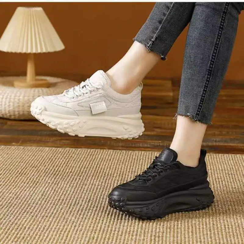 Women's Muffin Thick Bottom Sneakers Fashionable Casual Shoes Increased Sports Comfort Shoes