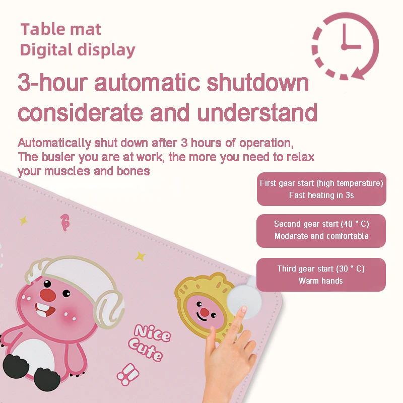 Kawaii Heating Large Mouse Pad Gamer Cartoon Animal Table Cute Ioopy Pattern Waterproof Mat Keyboard Pc Accessories For Girl Kid