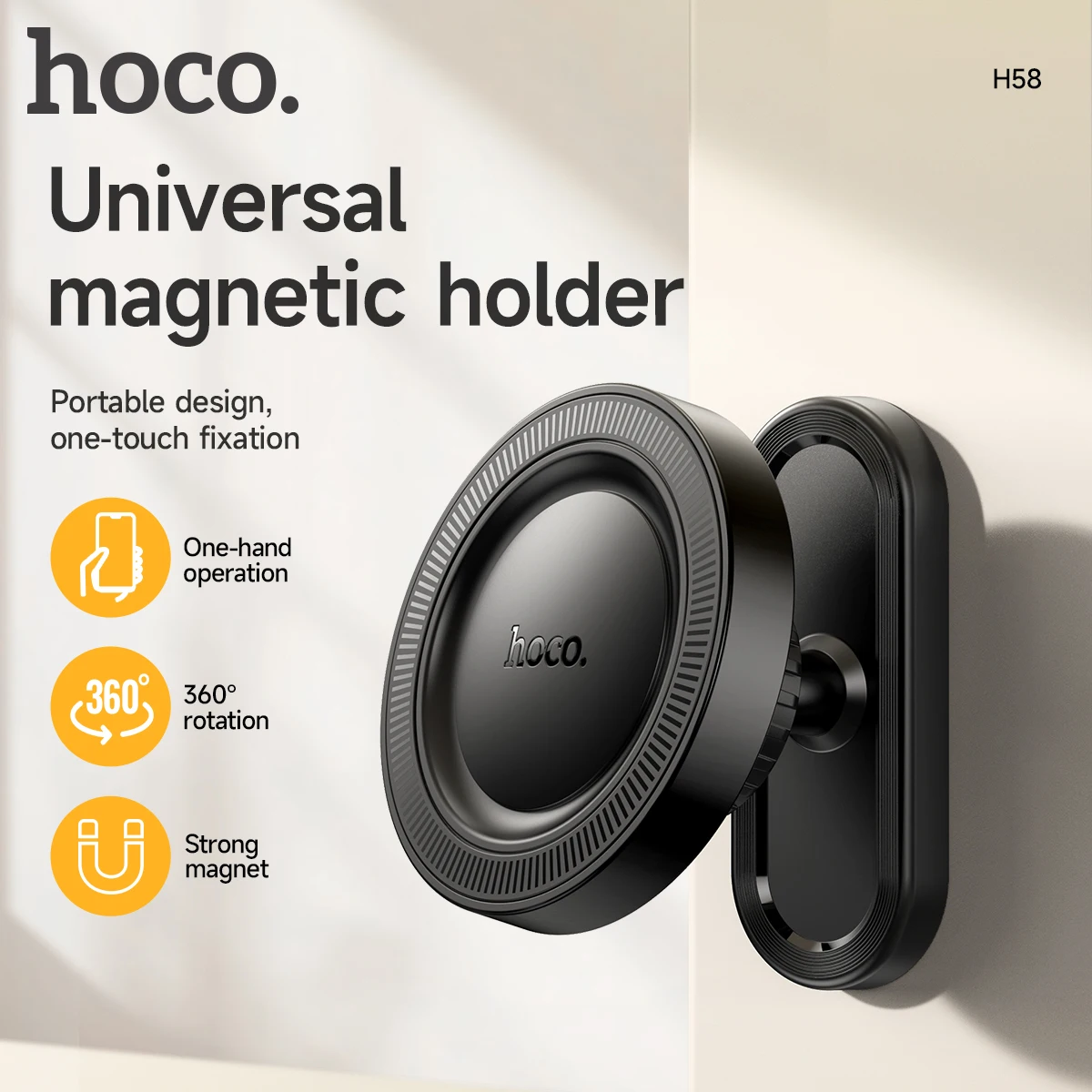 

Магнитный держатель для телефона HOCO для iPhone 16/15/14/13/12 Pro Max, поворотный на 360 градусов кронштейн для телефона в автомобиле, кухне, туалете, магнит N52