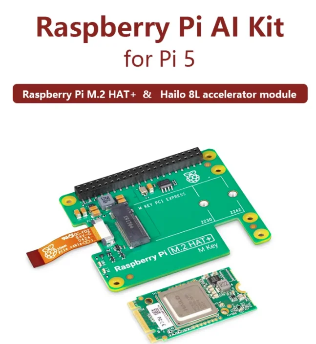 Offizielles Raspberry Pi 5 AI-Kit mit M.2 HAT+ und Hailo-8L NPU-Beschleuniger für Edge-AI-Anwendungen