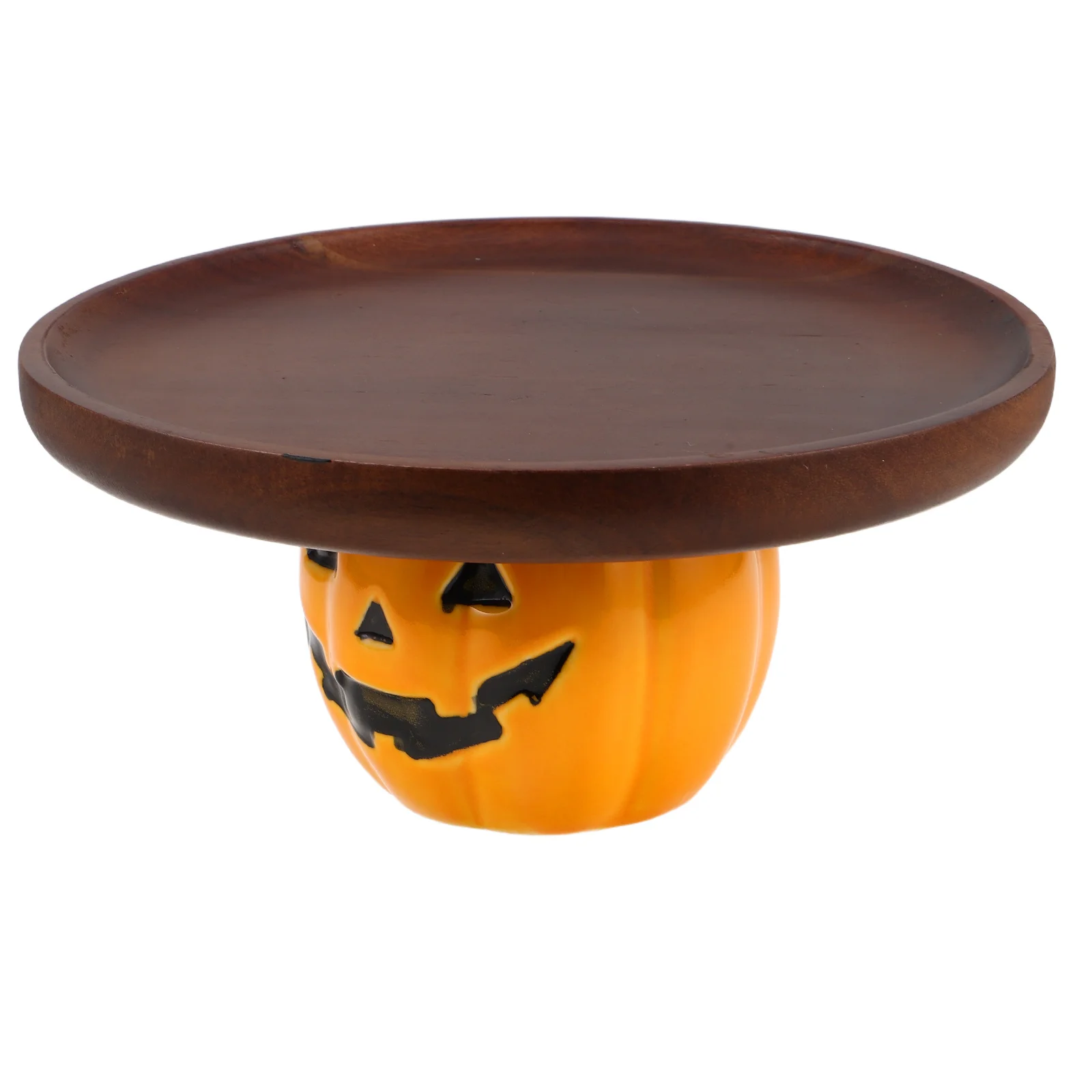 

Halloween Pumpkin Dessert Tray Rustic Ceramic Wood Cake Stand Party Snacks Bread Candy Display Platter Table Decoration Festival