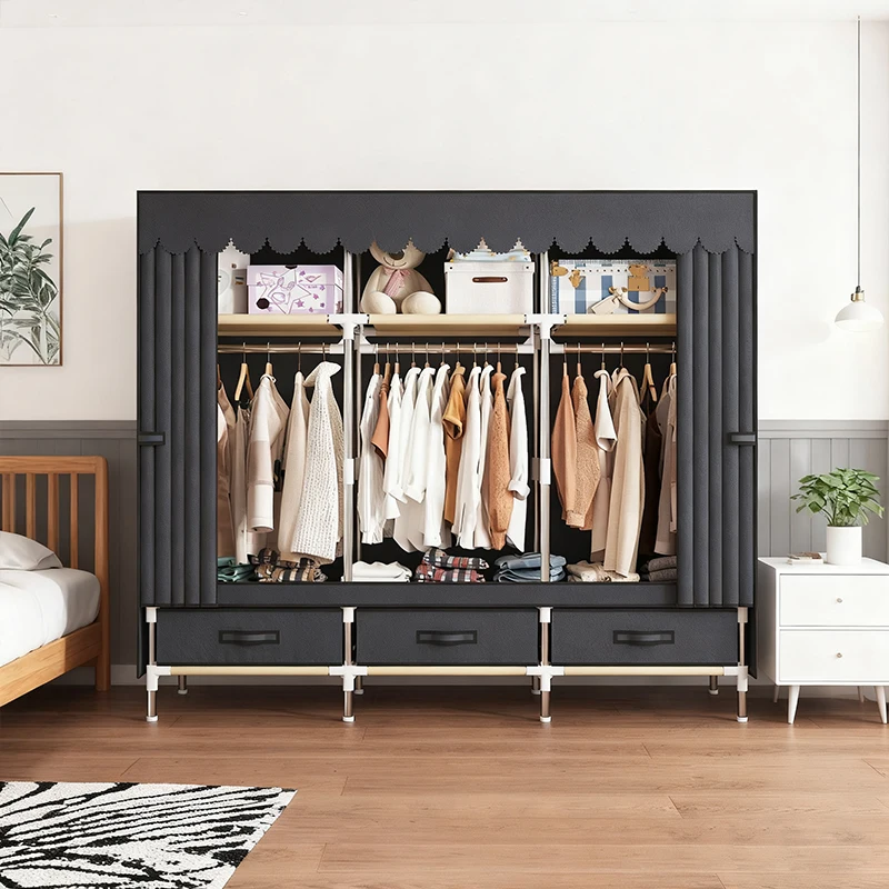 

65 Inch Fabric Wardrobe Closet, Portable Closet with Zipper Door & Multi-Layer Storage Foldable Closet Organizer for Bedroom