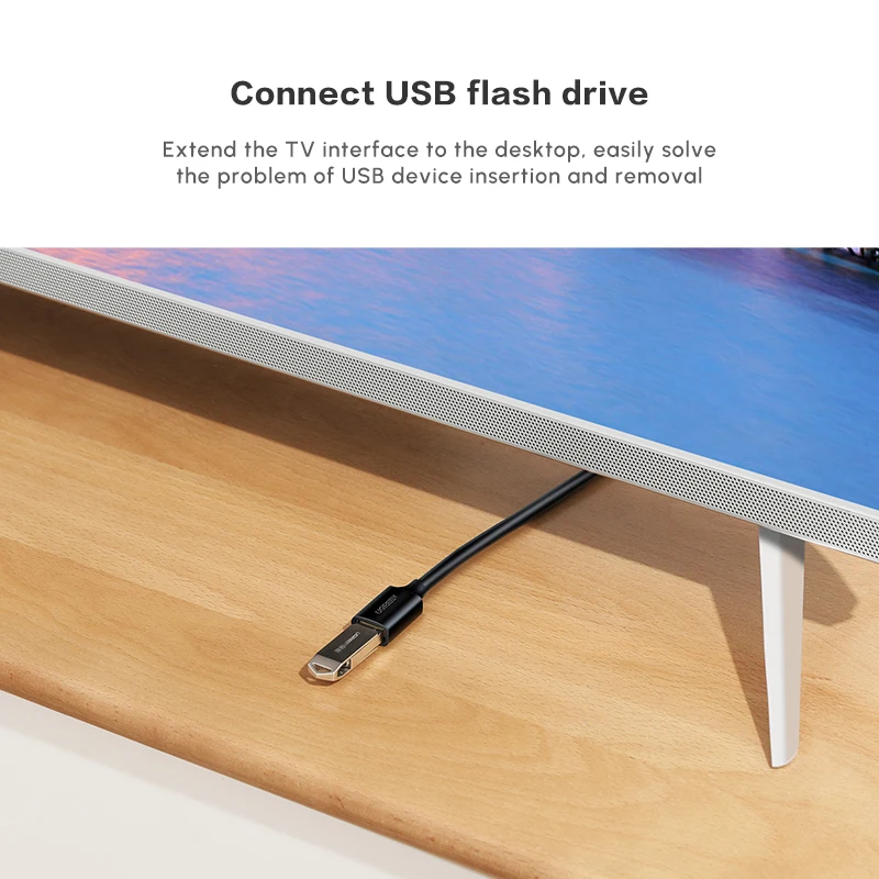Extensor USB UGREEN, cabo de extensão USB 3.0 macho para fêmea, porta banhada a ouro, transferência de dados de alta velocidade compatível com webcam