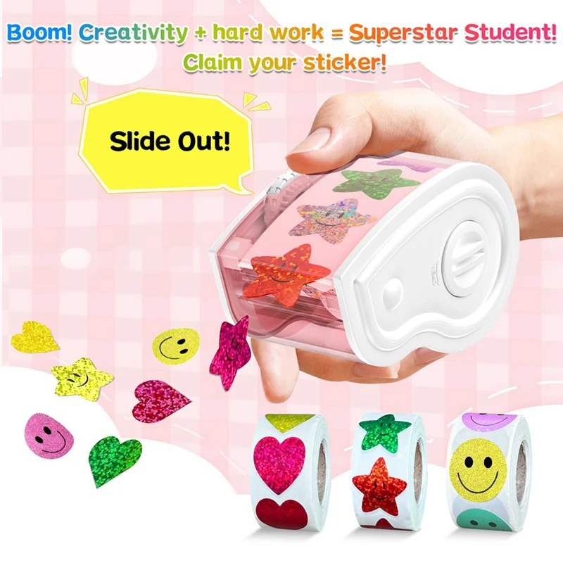Manual Sticker Dispenser for 1-1.5 Inch Roll Stickers Pink Hot Sale in Stock
