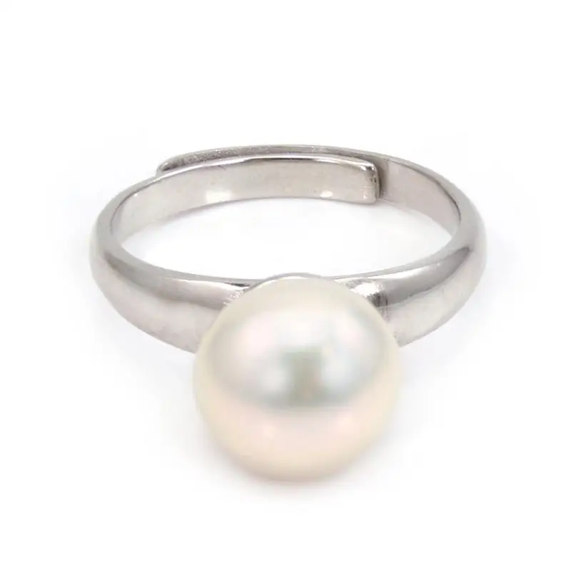 Adjustable thick ring for semi pierced - Rhodium-plated 925 silver x 1pc