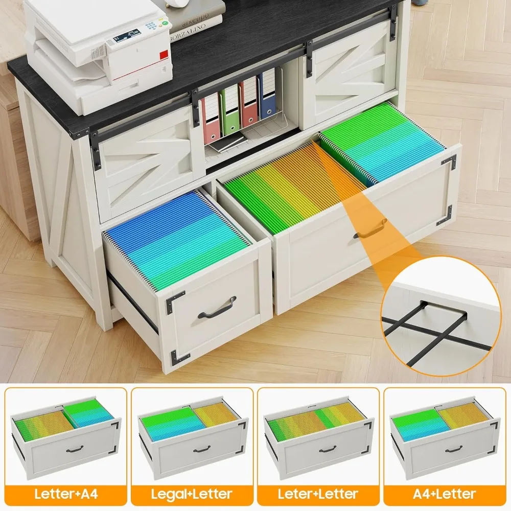 خزانة ملفات المزرعة مع درجين للمكتب المنزلي، وخزائن تخزين منظمة الملفات لتعليق الملفات حرف/قانوني/F4/A4 #4