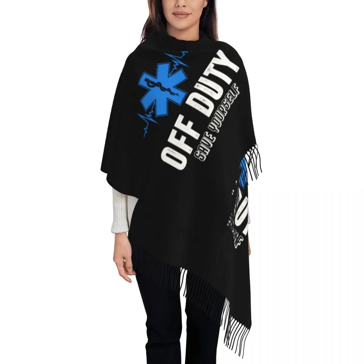 

Пользовательский принт Off Duty Save Yourself EMS Фельдшер Аварийный шарф Мужчины Женщины Зимние теплые шарфы Шаль